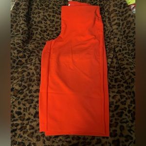 Wide leg orange cropped pants (Loft) size 16